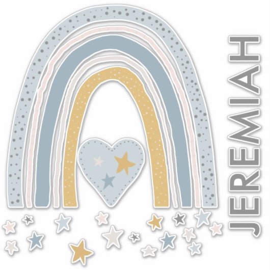 Gedemd Stusty Blue Rainbow Nursery Wall Decale Nam Sticker (Voorkant)