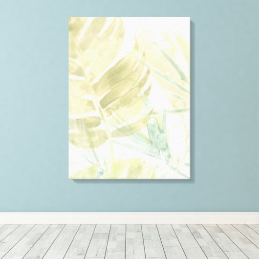 Gedemde tropische bladeren canvas afdruk (Insitu (Houten vloer))