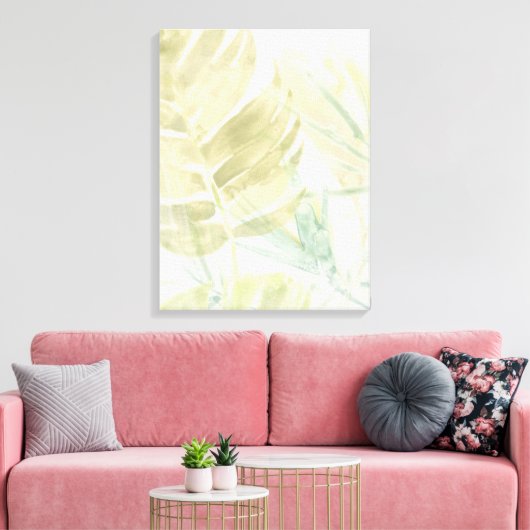 Gedemde tropische bladeren canvas afdruk (Insitu (Woonkamer))