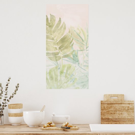 Gedemde tropische bladeren poster (Keuken)