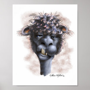 Gedementeerde Alpaca Cartoon Poster