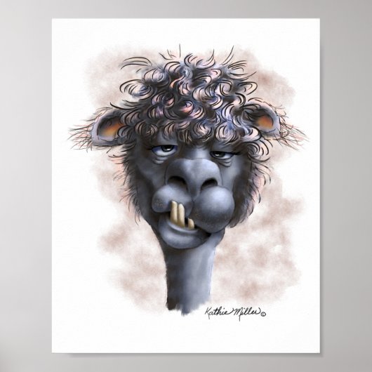 Gedementeerde Alpaca Cartoon Poster (Voorkant)