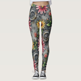 Gedemonteerde Bloemrijke Mandala's Naadloos Patroo Leggings