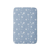 Gedempeld blauw en wit wildbloempatroon badmat (Voorkant Verticaal)