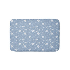 Gedempeld blauw en wit wildbloempatroon badmat