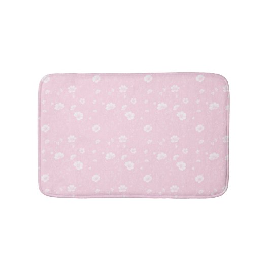 Gedempeld roze en wit wildbloempatroon badmat (Voorkant)