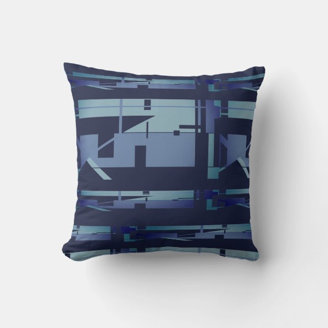 Gedempt Blauw Blauwgroen Navy Southwest Look Oneff Kussen (Voorkant)