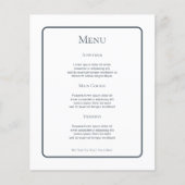 Gedempt Blauw Gepersonaliseerd Bruiloft Menu (Voorkant)