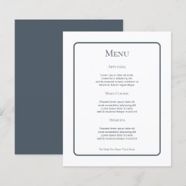 Gedempt Blauw Gepersonaliseerd Bruiloft Menu