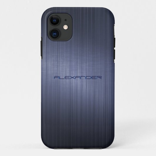 Gedempt blauw metallic look patroon-monogram Case-Mate iPhone case (Achterkant)