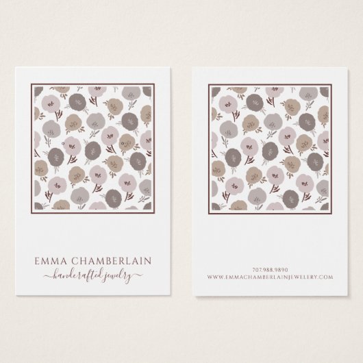 Gedempt bloemenpatroon visitekaartje (Voorkant /achterkant)