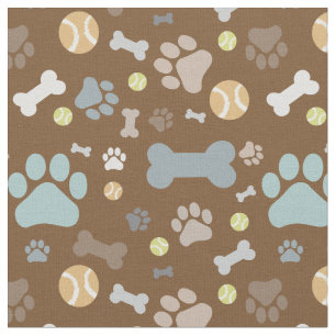 Gedempt Bruin Hond Poot Print Patroon Stof