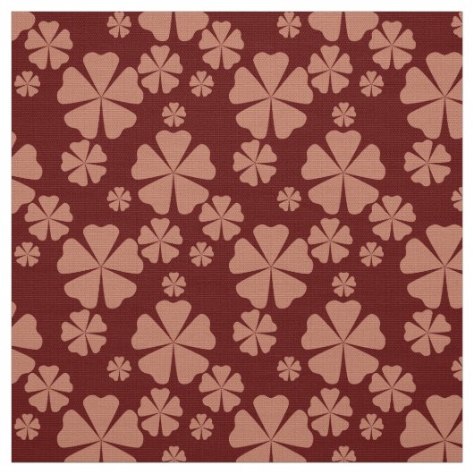 Gedempt Bruin Retro Leaf Abstract Patroon Stof (Swatch)