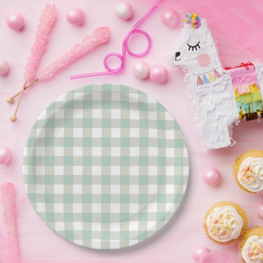 gedempt Classic Gingham Check Pset Pattern Papieren Bordje (Feest)