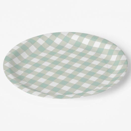 gedempt Classic Gingham Check Pset Pattern Papieren Bordje (Gekanteld)