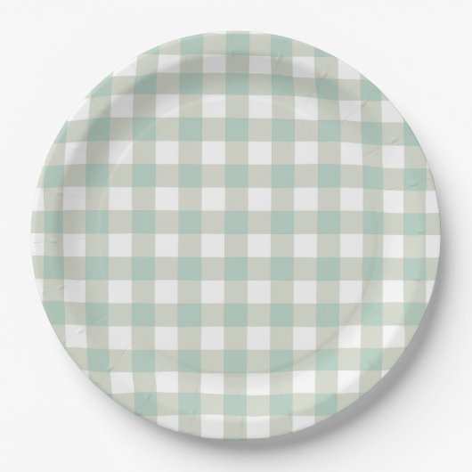 gedempt Classic Gingham Check Pset Pattern Papieren Bordje (Voorkant)
