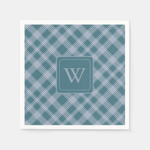 Gedempt cyaan geplakt patroon monogram servetten