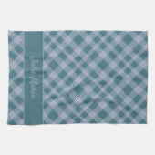 Gedempt Cyaan Plakken Patroon Custom Naam Keuken H Theedoek (Horizontaal)