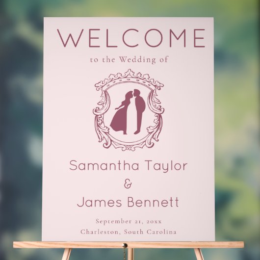 Gedempt Dusty Roos Welkom met Soft Script Acryl Bord (Neutraal)