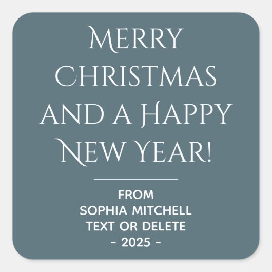 Gedempt Elegance Slate Blue Kerst sticker (Voorkant)