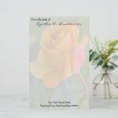 Gedempt Geel Rozen Gepersonaliseerde Stationery Briefpapier (Staand voorkant)
