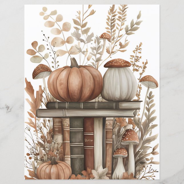 Gedempt gekleurd herfst pompoen plakboek papier (Voorkant)