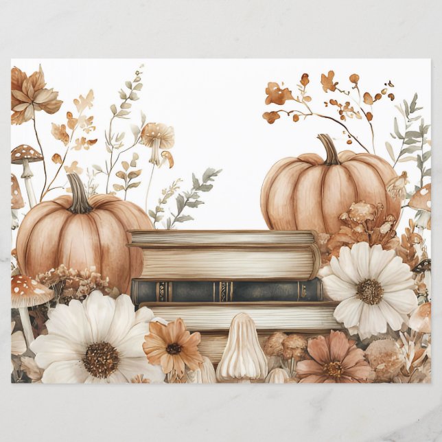 Gedempt gekleurd herfst pompoen plakboek papier (Voorkant)