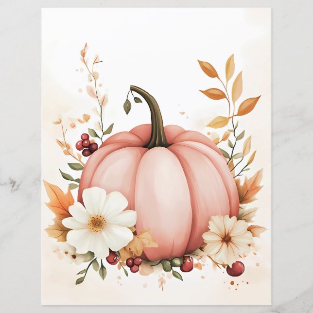 Gedempt gekleurd herfst pompoen plakboek papier (Voorkant)