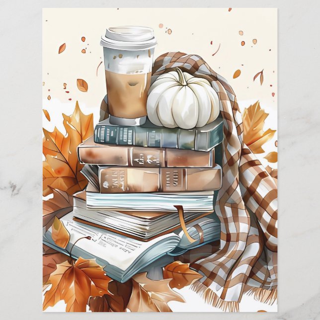 Gedempt gekleurd herfst pompoen plakboek papier (Voorkant)