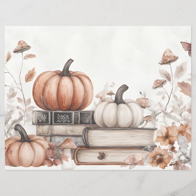 Gedempt gekleurd herfst pompoen plakboek papier (Voorkant)