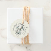 Gedempt gevulde konijn BABY SHOWER rond Bedankjes Labels (In situ)
