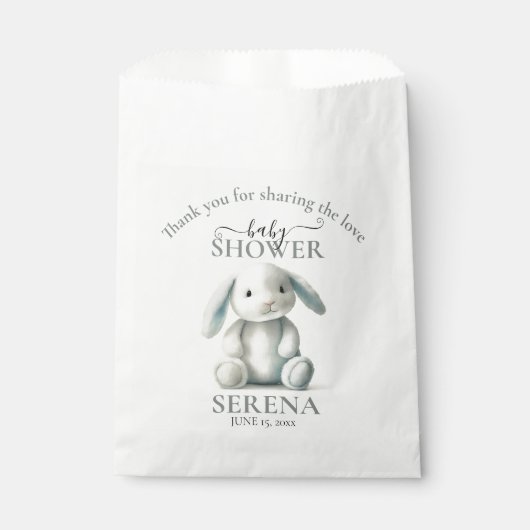 Gedempt gevulde konijntje BABY SHOWER Bedankzakje (Voorkant)
