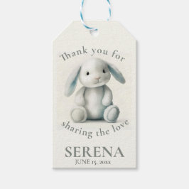 Gedempt gevulde konijntje BABY SHOWER Cadeaulabel