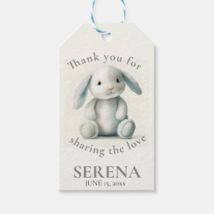 Gedempt gevulde konijntje BABY SHOWER Cadeaulabel