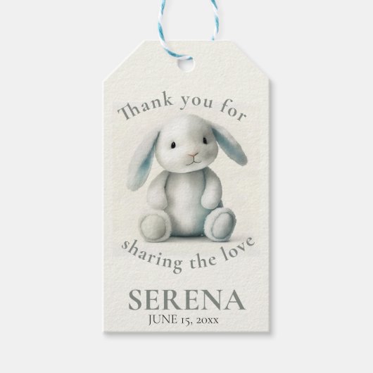Gedempt gevulde konijntje BABY SHOWER Cadeaulabel (Voorkant)
