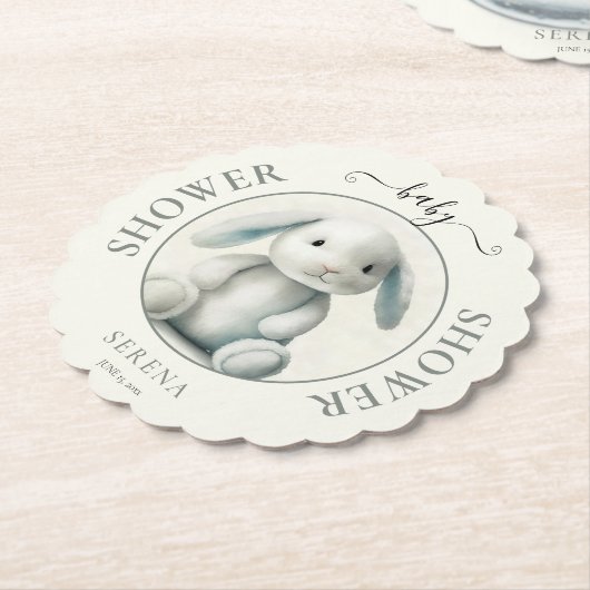 Gedempt gevulde konijntje BABY SHOWER Kartonnen Onderzetters (Gekanteld)