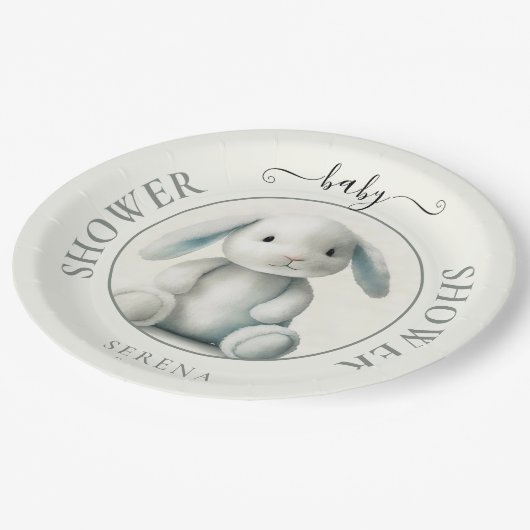 Gedempt gevulde konijntje BABY SHOWER Papieren Bordje (Gekanteld)