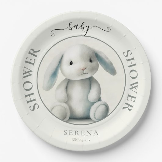 Gedempt gevulde konijntje BABY SHOWER Papieren Bordje (Voorkant)