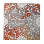 Gedempt grijs en vet rood  geometrisch patroon tegeltje (Voorkant)