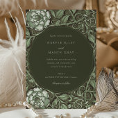 Gedempt Groen Art Nouveau Bloemenbruiloft Kaart