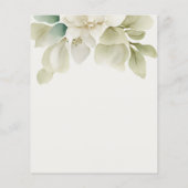 Gedempt groen blad gepersonaliseerd bruiloft menu (Achterkant)