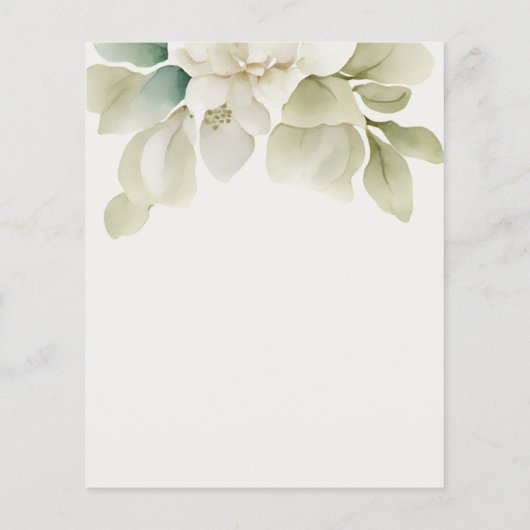 Gedempt groen blad gepersonaliseerd bruiloft menu (Achterkant)