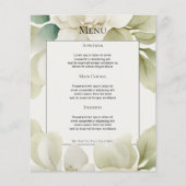 Gedempt groen blad gepersonaliseerd bruiloft menu (Voorkant)