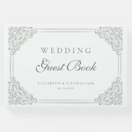 Gedempt groen   Bordered Lijst Wedding Gastenboek