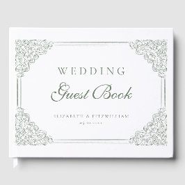 Gedempt groen   Bordered Lijst Wedding Gastenboek