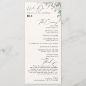 Gedempt groen botanische ivoor bruiloft programma programmakaart (Voorkant)