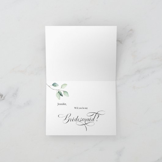 Gedempt groen bruidsmeisje voorstel Kaart (Binnen)