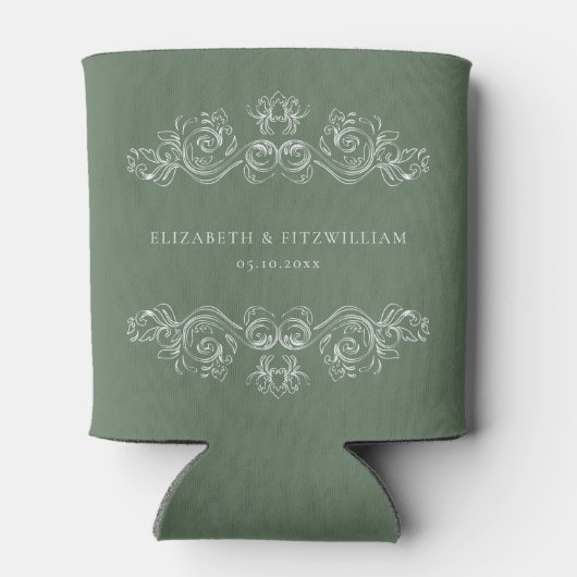 gedempt groen Lijst bruiloft Blikjeskoeler (Achterkant)
