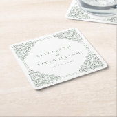 gedempt groen Lijst bruiloft Kartonnen Onderzetters (Schuin)