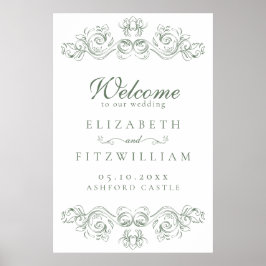  gedempt groen  Lijst bruiloft welkom Poster